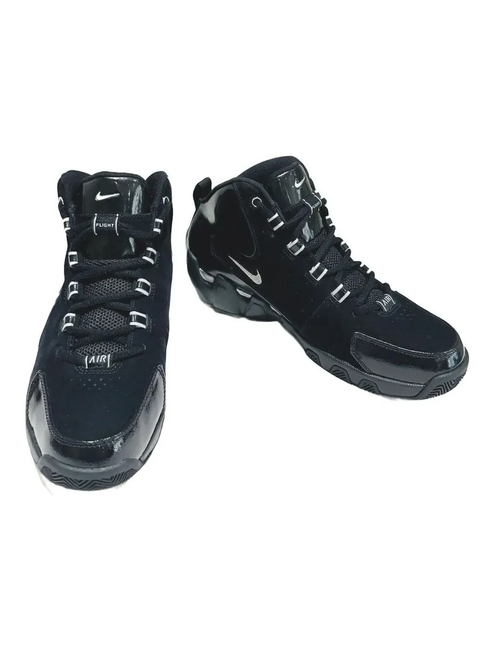 Nike Air Flight Hops Black Patent Suede Sneakers 309266-001 Men's Size 8.5
